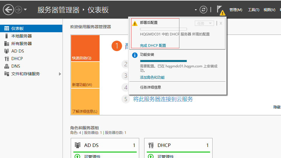 激活域中的DHCP服务器
